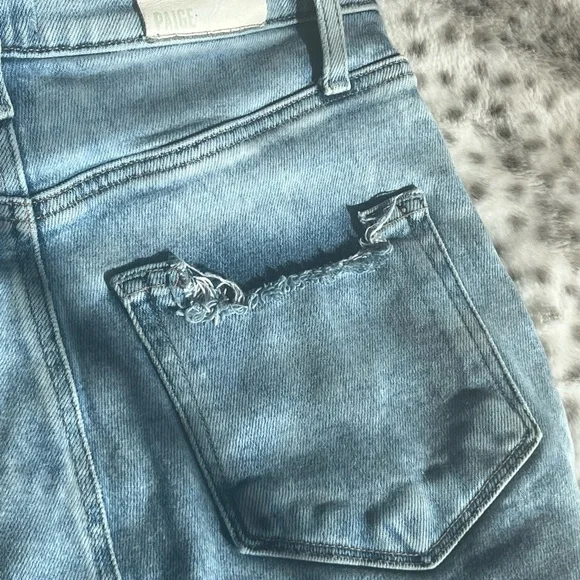 Paige High Rise Cindy Straight Jeans Women's Size 27 Blue Acid Wash Raw … - Picture 7 of 8